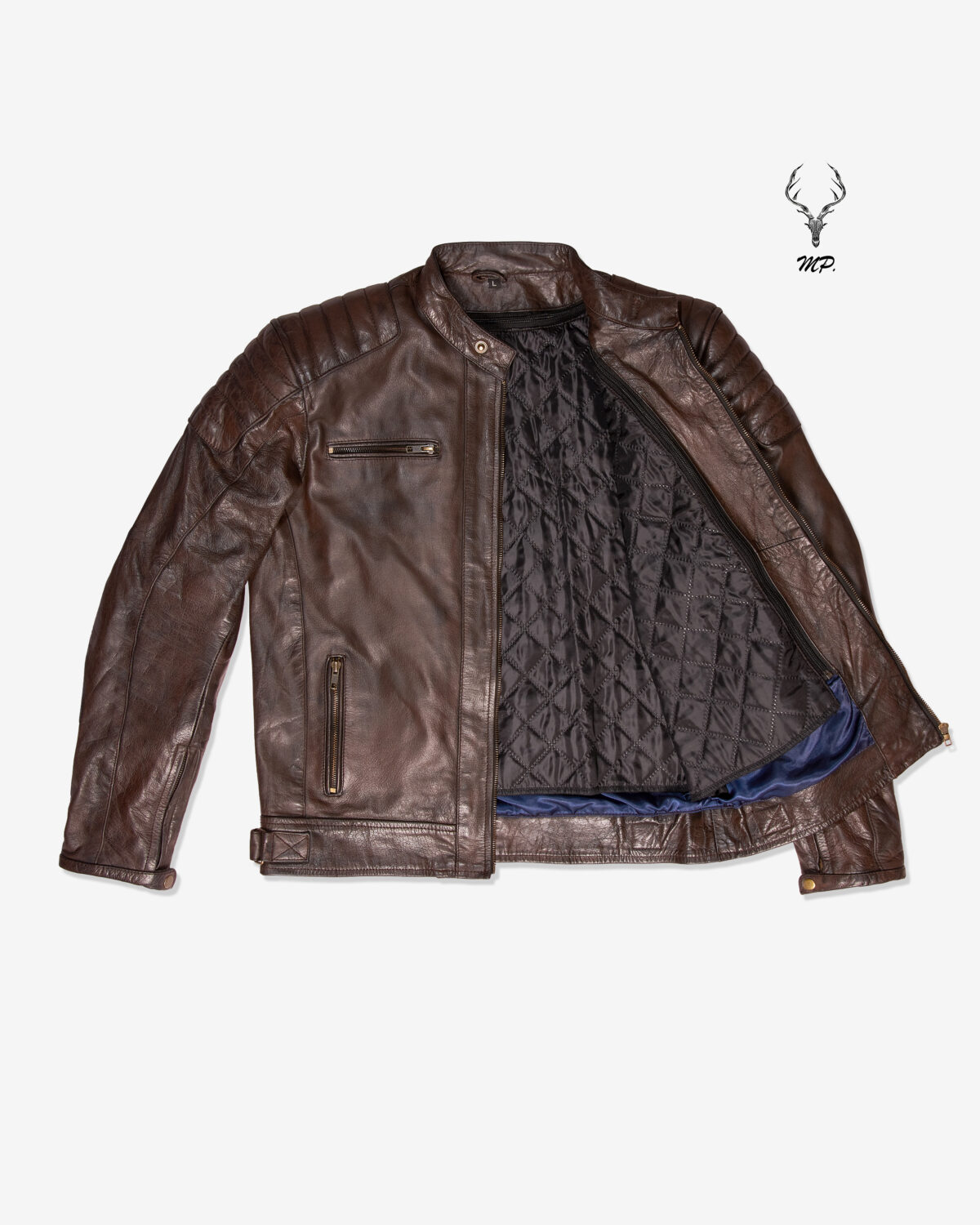 MP Midnight Motova Full Grain Distressed Motorbike Leather Jacket for Racers & Riders - Image 9