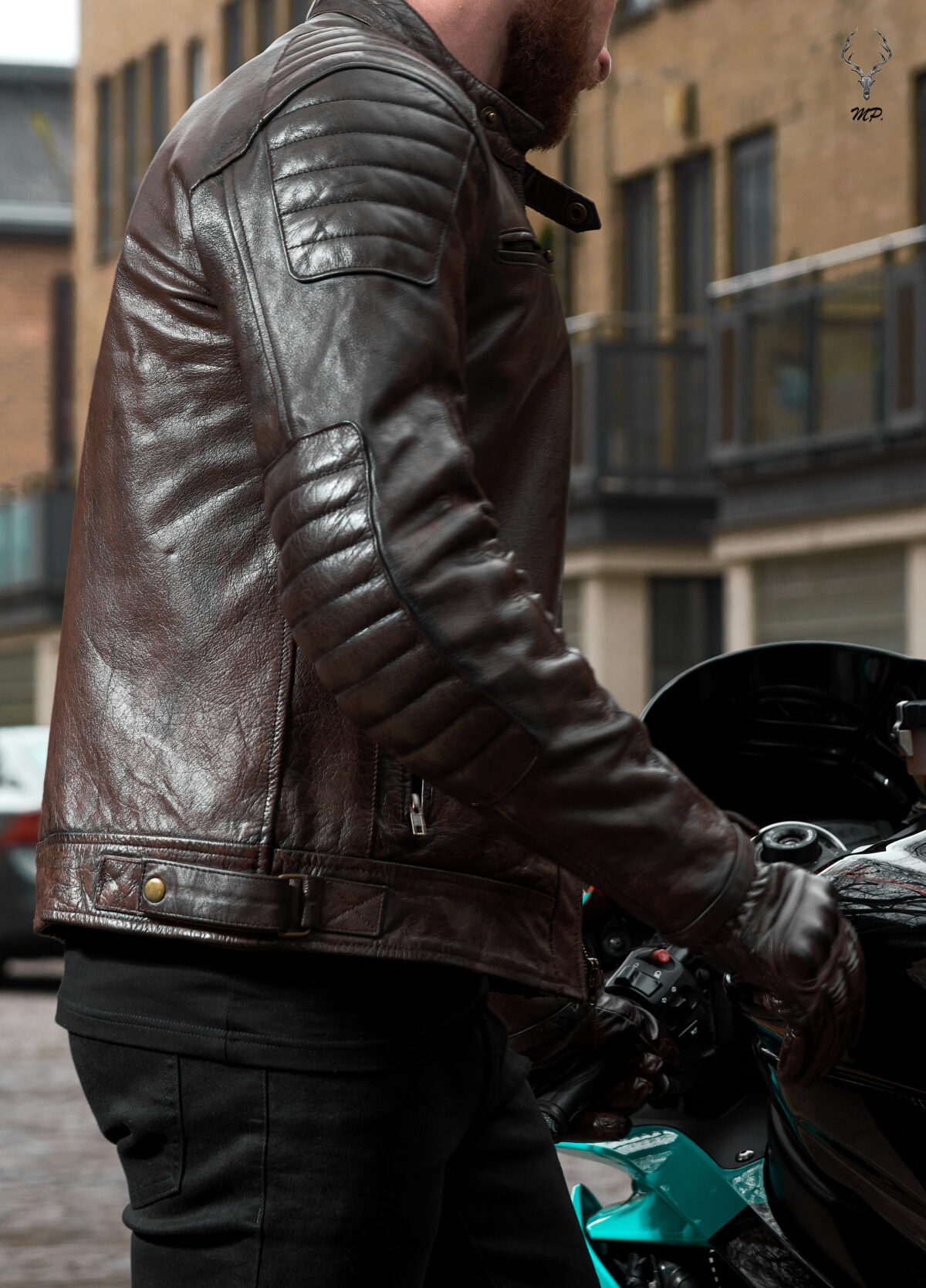 MP Midnight Motova Full Grain Distressed Motorbike Leather Jacket for Racers & Riders - Image 3