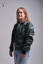 MP Blush Belle Dark Olive Waxed Oiled Leather With Royal Garden Branded Satin Aniline Leather - Image 3