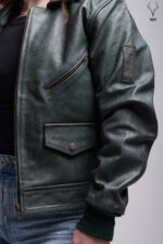 MP Blush Belle Dark Olive Waxed Oiled Leather With Royal Garden Branded Satin Aniline Leather - Image 4