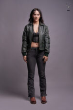 MP Blush Belle Dark Olive Waxed Oiled Leather With Royal Garden Branded Satin Aniline Leather
