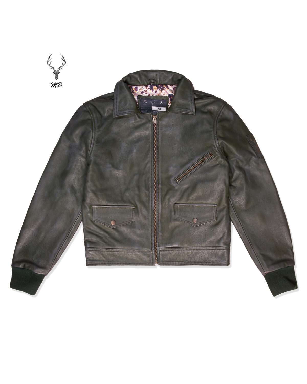 MP Blush Belle Dark Olive Waxed Oiled Leather With Royal Garden Branded Satin Aniline Leather - Image 10