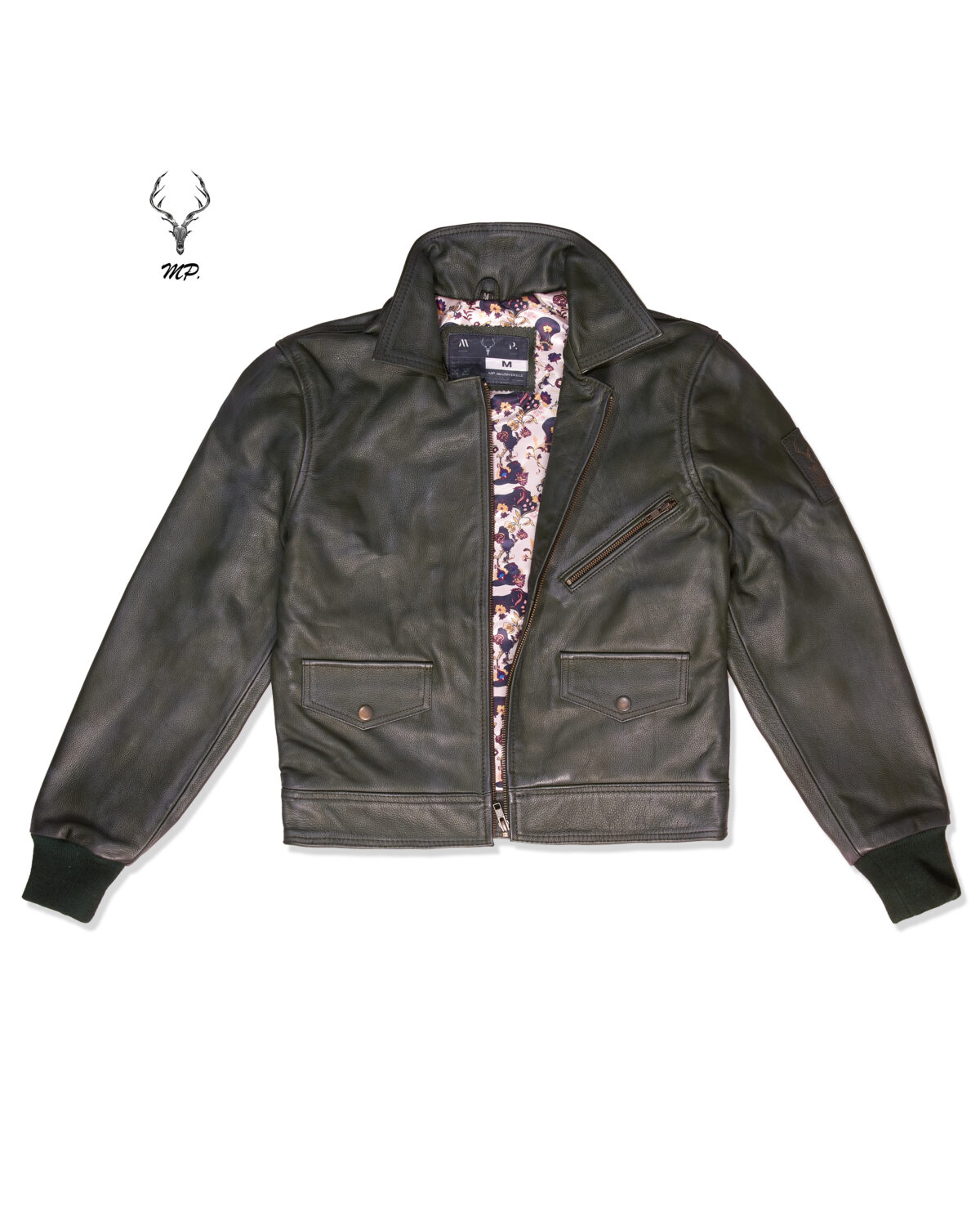 MP Blush Belle Dark Olive Waxed Oiled Leather With Royal Garden Branded Satin Aniline Leather - Image 11