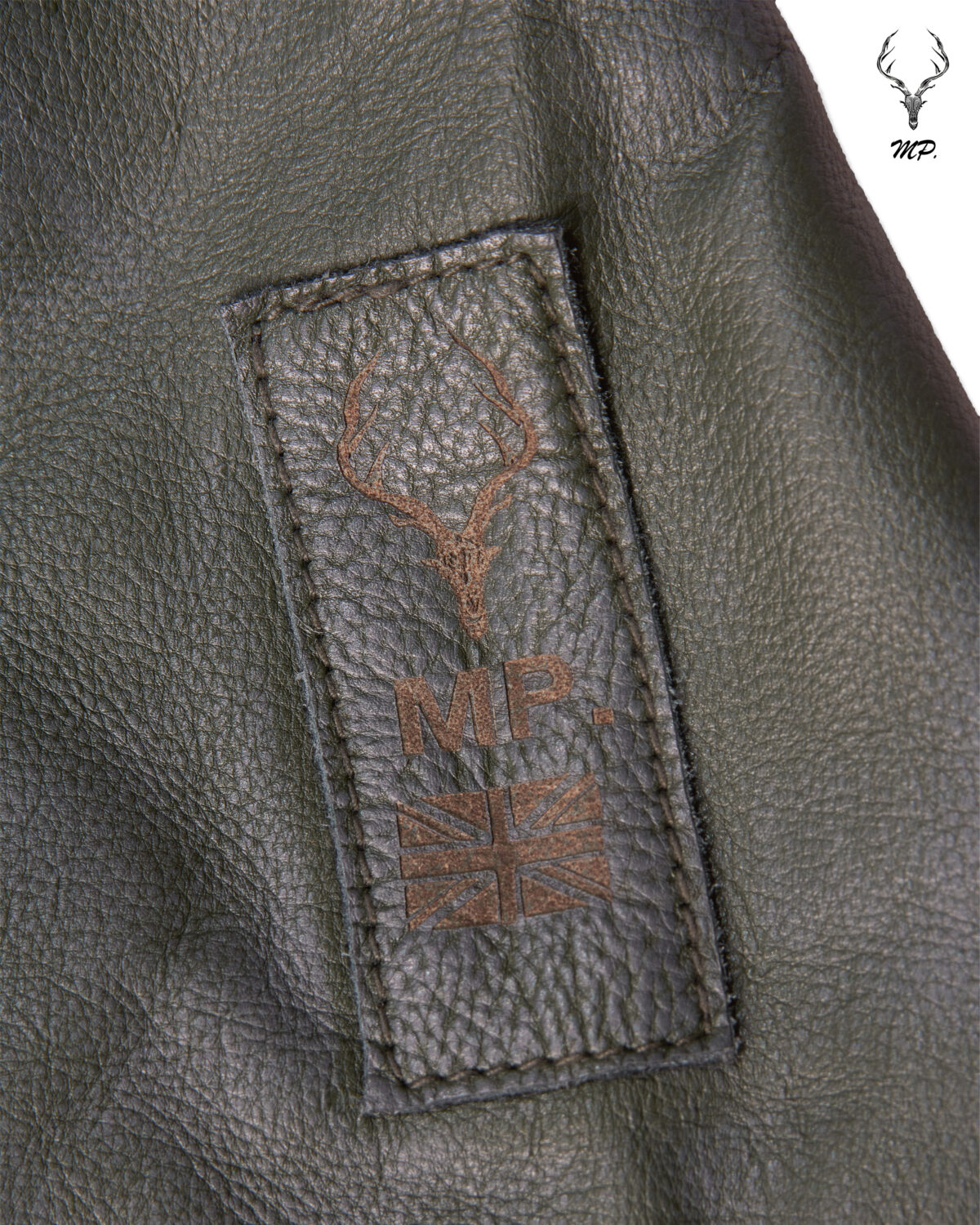MP Blush Belle Dark Olive Waxed Oiled Leather With Royal Garden Branded Satin Aniline Leather - Image 15